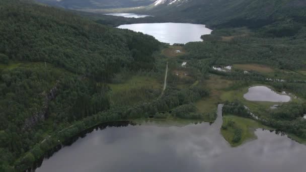 Воздух Долины Озер Севере Норвегии — стоковое видео