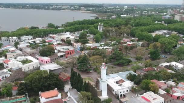 Scenic View Ancient Lighthouse Small Town Colonia Del Sacramento Uruguay — 비디오