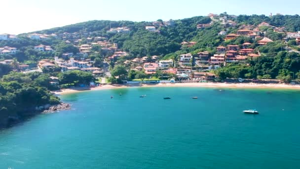 Una Tranquilla Spiaggia Oceanica Buzios Brasile Registrata Con Drone — Video Stock