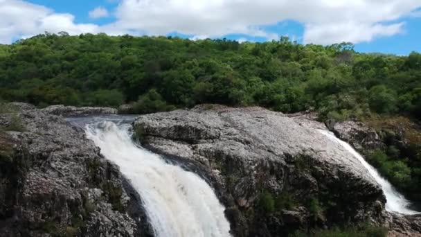 Luftaufnahme Des Wasserfalls Uruguay Aus Der Nähe — Stockvideo