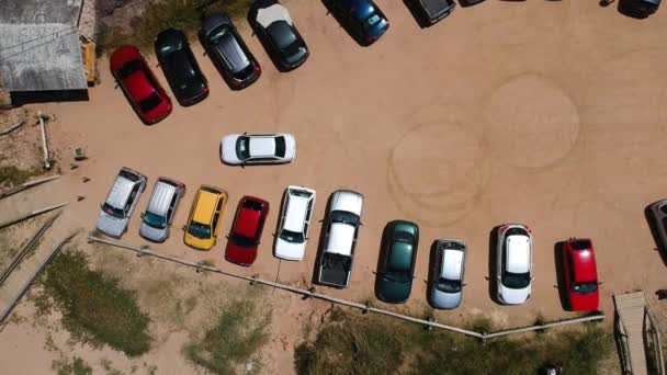 Vue Aérienne Camion Quittant Parking Terre — Video