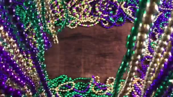 Gardin Mardi Gras Perler Afsked Afsløre Farverige Perle Grænse Med – Stock-video