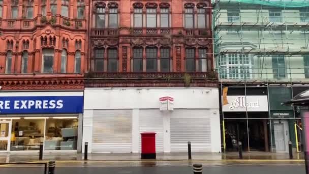 Red Bricked Historical Shop Front Dated 1839 Shot Moves Tilt — Stock Video