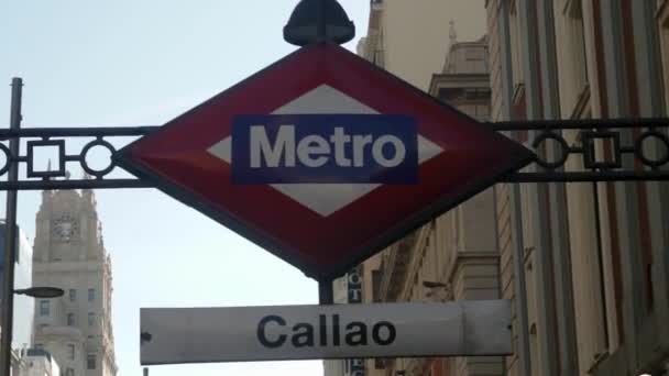 Señal Metro Callao Madrid Centro — Vídeos de Stock