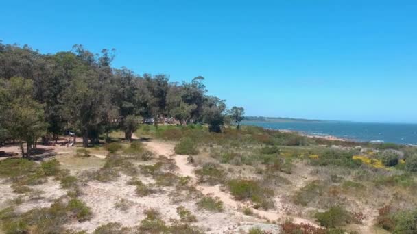 Drone Voando Para Trás Partir Oceano — Vídeo de Stock