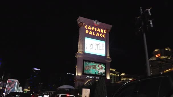 Las Vegas Noc Vegas Strip Caesars Palace — Stock video