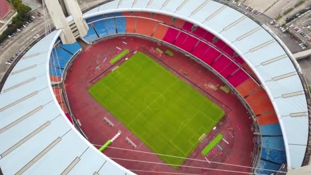 Penerbangan Atas Stadion Sepak Bola Zhejiang Greentown Hangzhou China — Stok Video