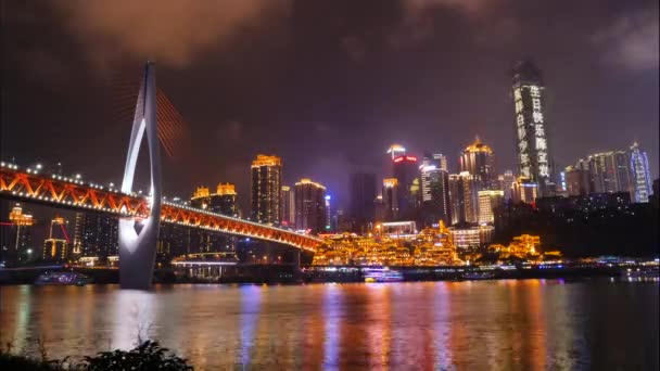 Time Lapse Chongqing Skyline Noci Chongqing Čína — Stock video