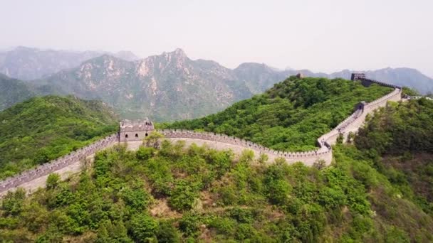Vuelo Sobre Gran Muralla China Mutianyu Beijing China — Vídeos de Stock