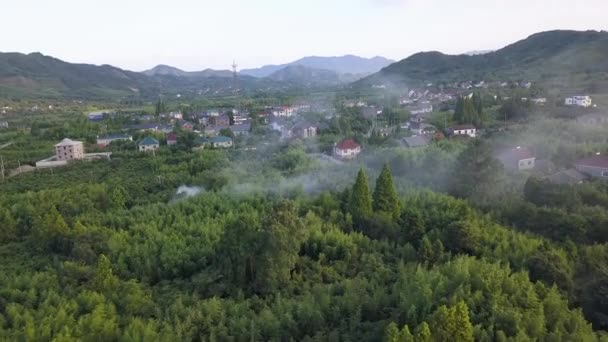 Puesta Sol Sobre Pequeña Aldea Provincia Zhejiang China — Vídeos de Stock