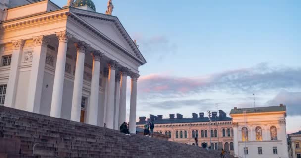 Finlandiya Nın Başkenti Helsinki Deki Helsinki Katedrali Nin Cephesinin Takvimi — Stok video