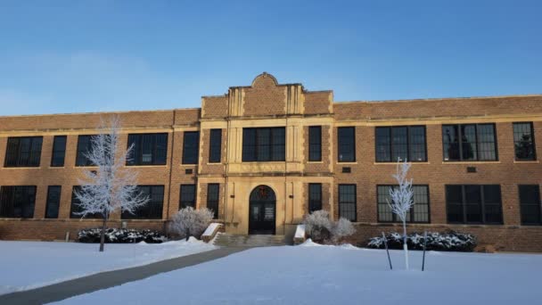 Dia Exterior Biblioteca Escola Inverno — Vídeo de Stock