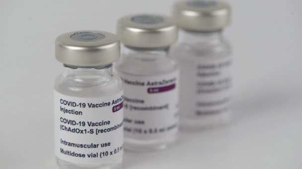 Flacons Vaccin Covid Astrazeneca Pour Injecter Des Professionnels Santé Des — Video