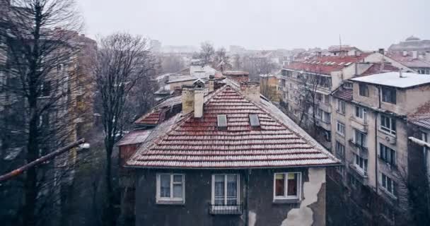 Timelapse Del Centro Ciudad Sofía Bulgaria Unión Europea Día Nevado — Vídeo de stock