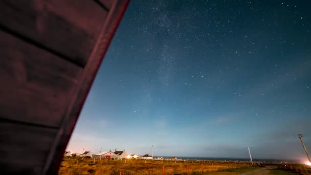 Time Lapse Isle Lewis Night Clouds Milky Way — Stock Video