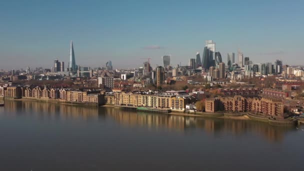 London United Kingdom 2020 Aerial View Thames River London Skyline — 图库视频影像