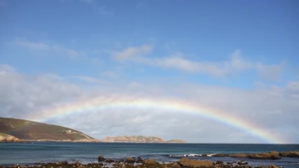 Vista Panoramica Destra Dell Arcobaleno Malpica Bergantios Una Costa Corua — Video Stock