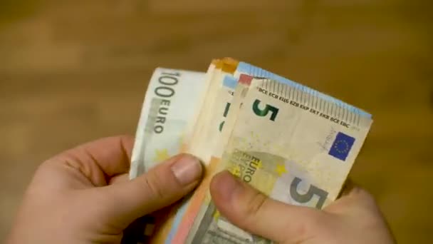 Les Femmes Comptent Pile Billets Euros Monnaie Européenne Compter Les — Video