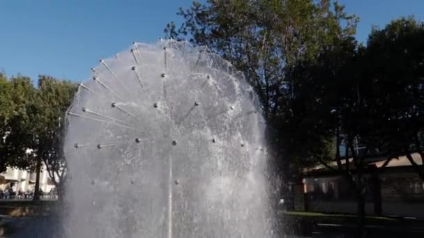 Langzaam Ronddraaiend Rond Paardevormige Waterfontein Hlavaty Park Koper Slovenië Langzame — Stockvideo