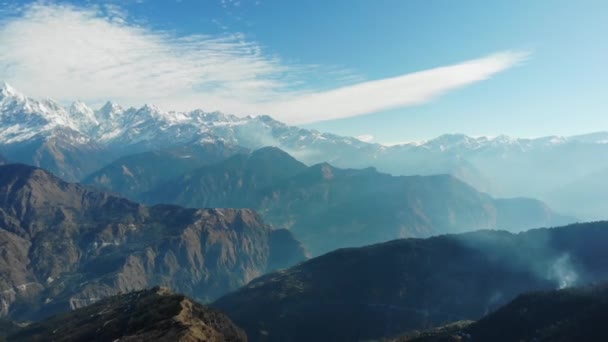 Dron Munsyari Uttarakhand Indie Krásné Panchachuli Vrcholy Lze Vidět Správně — Stock video