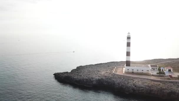 Cap Artrutx Fyr Den Spanska Medelhavsön Menorca Spanien Flygfoto — Stockvideo