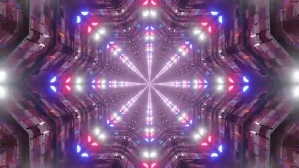 Kaleidoscopische Glazen Ike Tunnel Beweging Door Een Kleurrijke Lus Volgende — Stockvideo