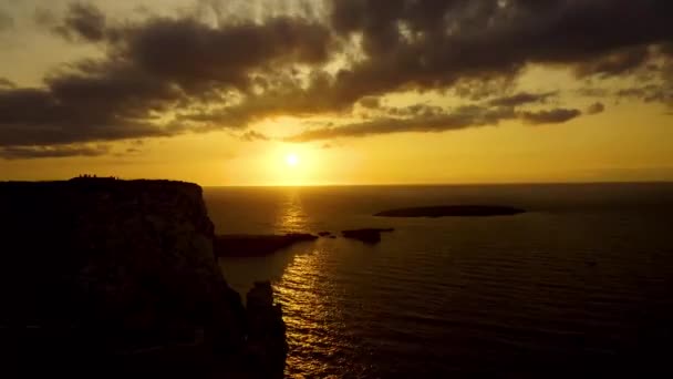 Hora Limite Pôr Sol Farol Cape Cavalleria Ilha Menorca Espanha — Vídeo de Stock
