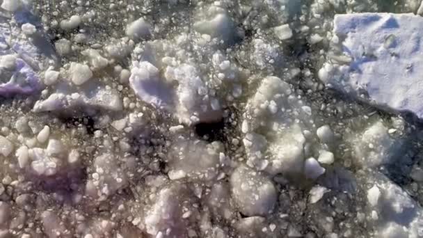 Lód Pływa Zamarzniętej Wodzie Zatoki Botnickiej Zimą Laponii Finlandii Antena — Wideo stockowe