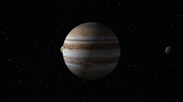 Animație Vfx Lui Jupiter Rotind Spațiu Sateliții Săi Europa Callisto — Videoclip de stoc