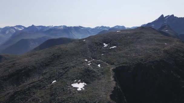 Krásné Krajiny Romsdal Hory Romsdalen Údolí Norsku Letecké Drone Shot — Stock video