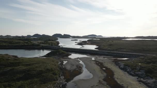 Scenic Road Connecting Islands Norway Paesaggio Dell Isola Hery Ripresa — Video Stock