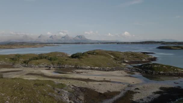 Country Road Connecting Small Islands Sea Heroy Nordland Norway Letecká — Stock video