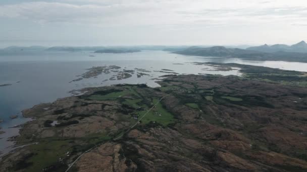 Rocky Landscape Leka Island Noorwegen Europa Luchtfoto — Stockvideo