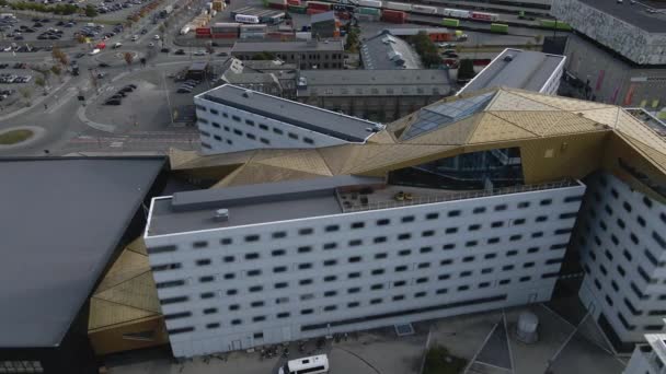Norveç Teki Trondheim Limanı Ndaki Altın Bakış Oteli Hava Aracı — Stok video