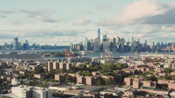 Повітряний Рейс Через Бруклін Нижнього Манхеттена — стокове відео