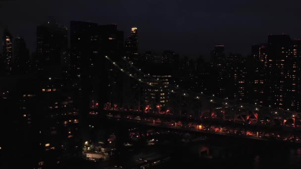 Flygskottet Rör Sig Närmare Queensboro 59Th Street Bridge New York — Stockvideo