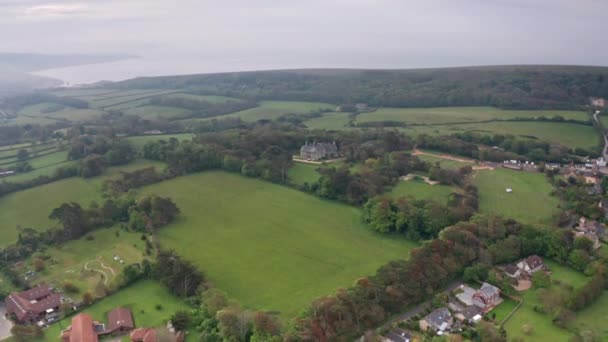 Aerial Drone Flyover Feilds Weston Manor House Isle Wight — Stock Video
