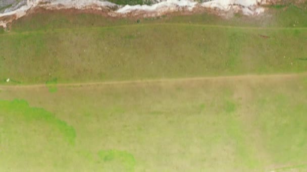 Drone Aéreo Cima Para Baixo Sobre Falésias Mar Ilha Wight — Vídeo de Stock