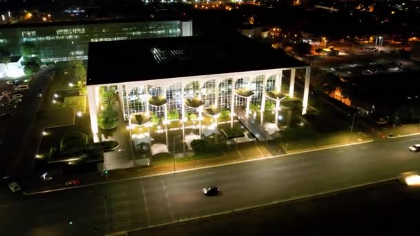Paisaje Nocturno Del Centro Brasilia Brasil Paisaje Urbano Plaza Iluminada — Vídeos de Stock