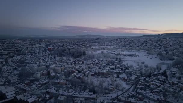 Vista Aérea Cidade Trondheim Noruega Durante Inverno Tiro Drone — Vídeo de Stock