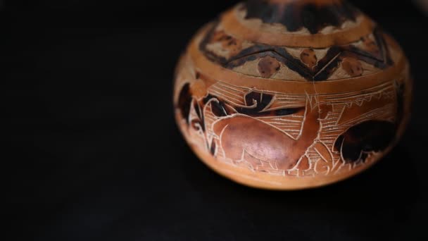 Контейнер Сушеной Тыквы Перуанская Античность — стоковое видео