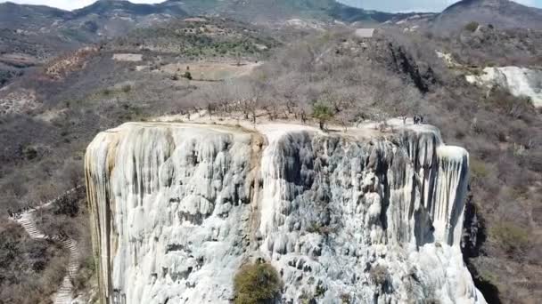 Cascada Petrificada Las Montañas Oaxaca Conocida Como Hierve Agua Vista — Vídeos de Stock