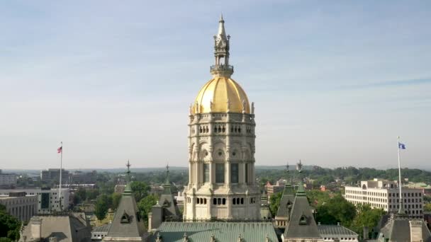 Connecticut State Capital Hartford Connecticut Mit Nahaufnahme Der Kuppel Mit — Stockvideo