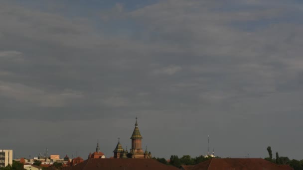 Time Lapse Storm Moln Passerar Över Stadens Skyline — Stockvideo