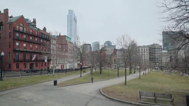 매사추세츠의 보스턴 공원에서의 자유의 구름낀 — 비디오