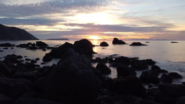 Timelapse Zachód Słońca Wybrzeżu Wellington Nowa Zelandia — Wideo stockowe