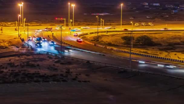 Timelapse Video Van Auto Wegen Dubai Nachts — Stockvideo