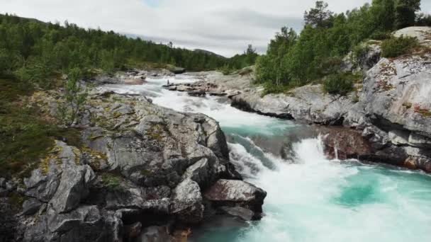 Belle Rivière Sauvage Tournée Norvège Avec Dji Mavic Air Cascade — Video
