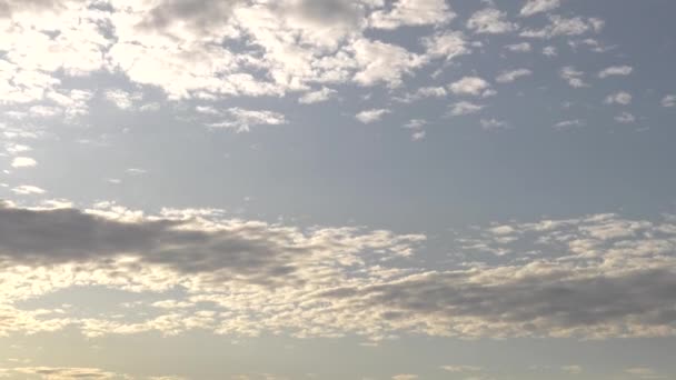 Wolkenbild Zeitraffer Von Sonnenbeschienenen Wolken Die Sich Blauen Himmel Aufbauen — Stockvideo