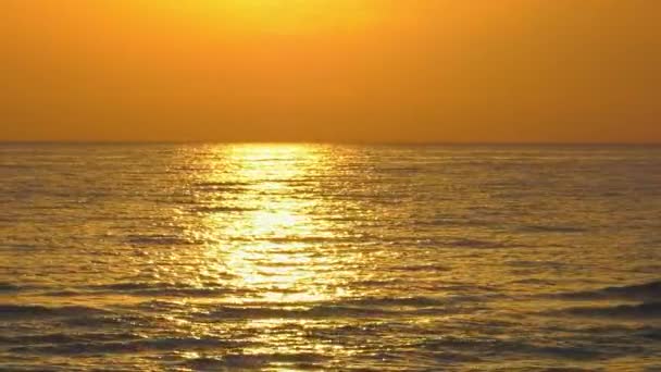 Olas Doradas Del Océano Amanecer Luz Solar Sobre Agua Ondulada — Vídeo de stock